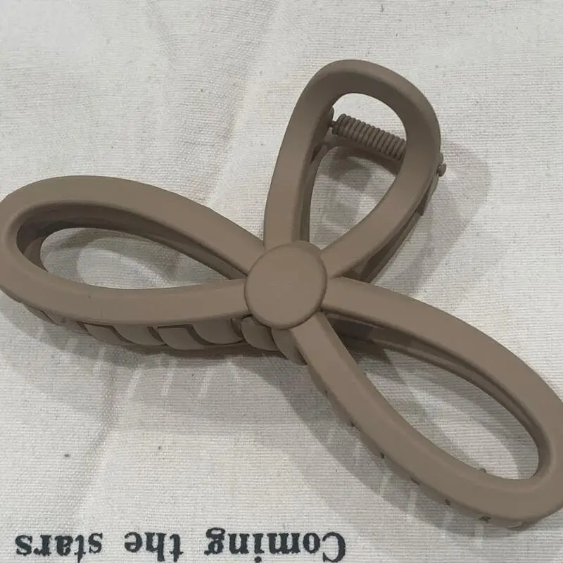 Milk Curry Color Frosted Bow Hair Clip Large Grab - Image 2