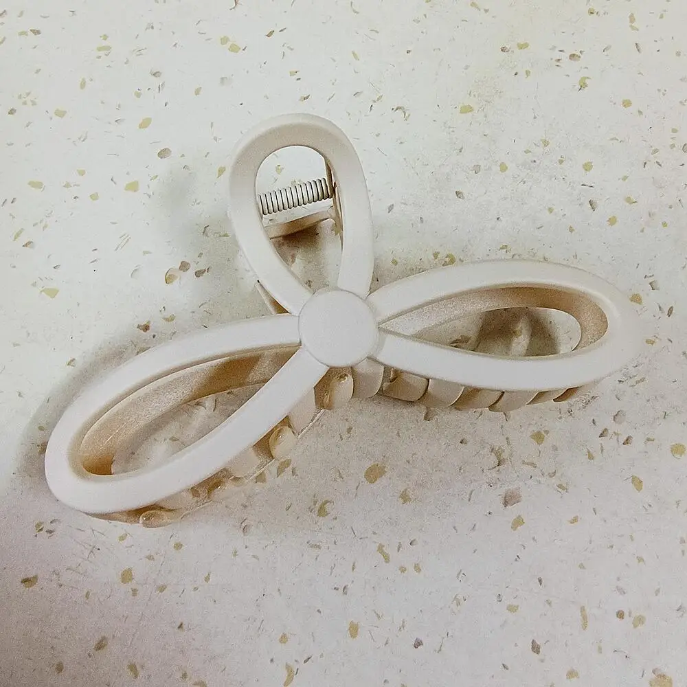 Milk Curry Color Frosted Bow Hair Clip Large Grab - Image 4