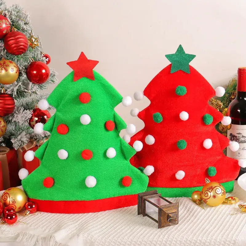 Cangyan Red Green Christmas Tree Hats 2023 - Image 3