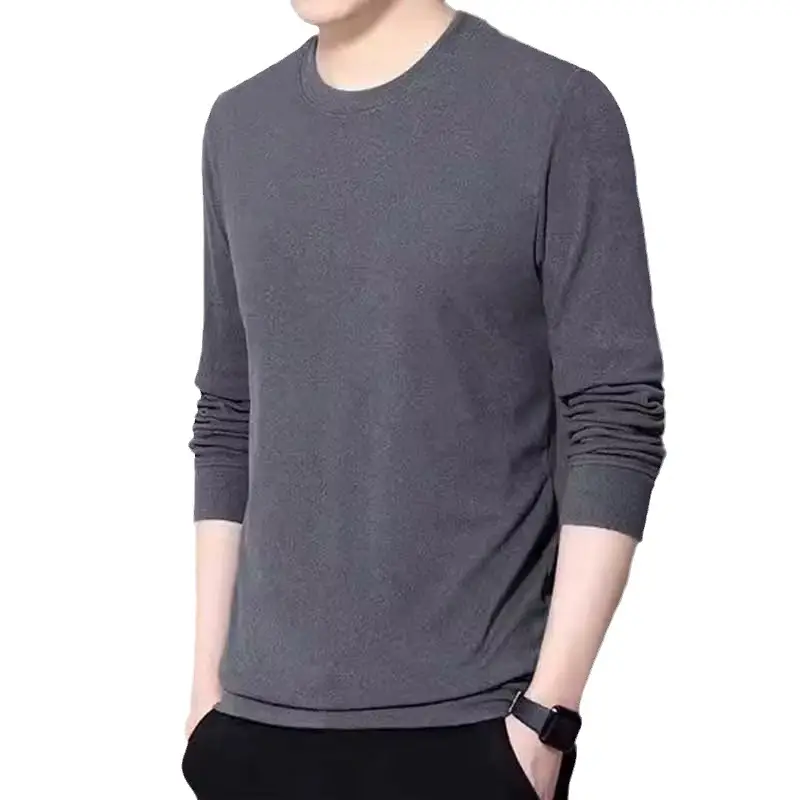 Men's Grey Fleece Lined T-Shirt Plus Size