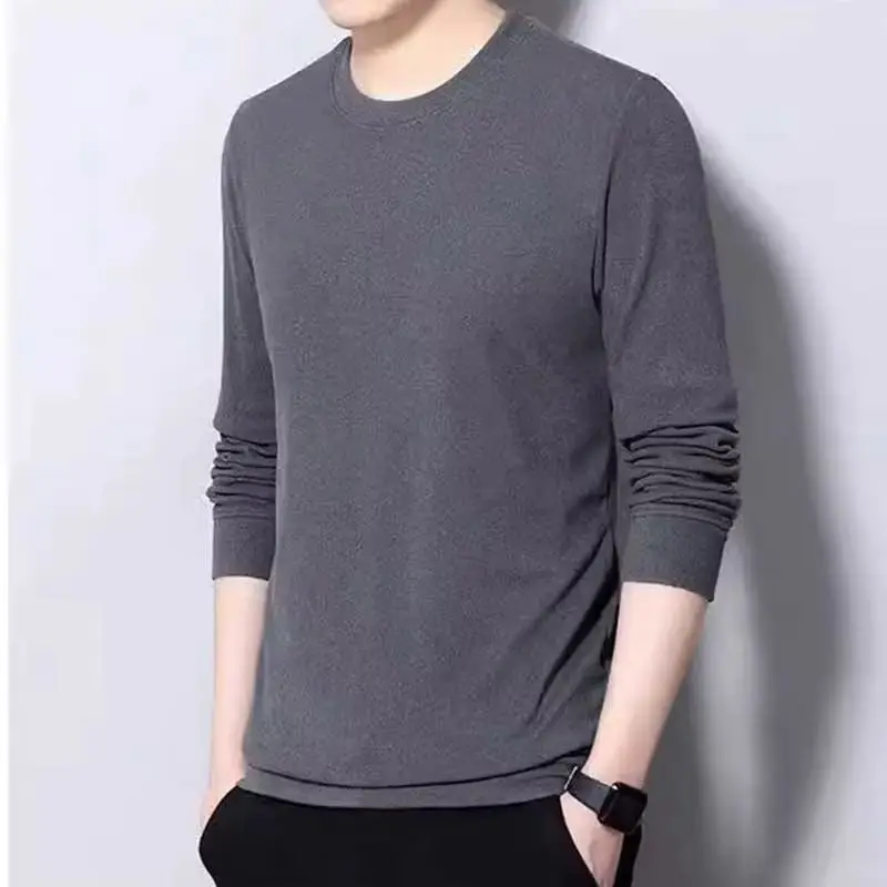 Men's Grey Fleece Lined T-Shirt Plus Size — feature 16