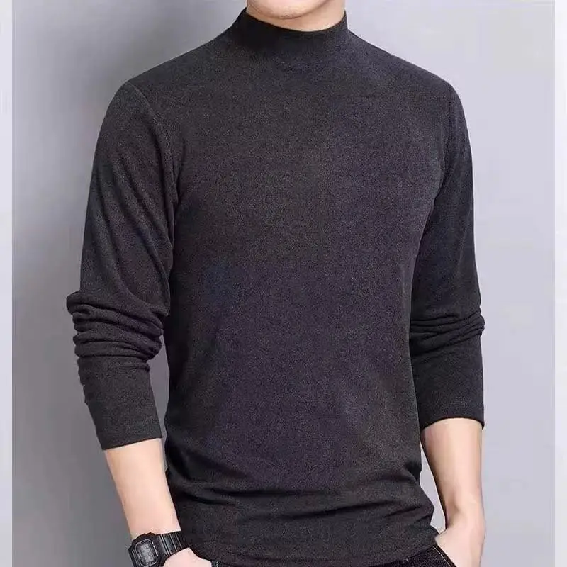 Men's Grey Fleece Lined T-Shirt Plus Size — feature 20