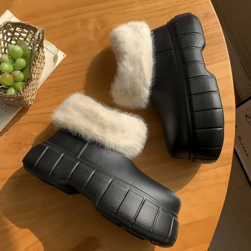 High-top waterproof bag with cotton-padded shoes women's winter indoor home fleece-lined warm shit-like EVA outdoor thick-soled cotton slippers - Image 5