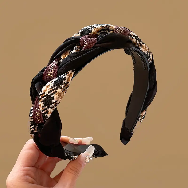 Brown Velvet Skull Top Headband for Women