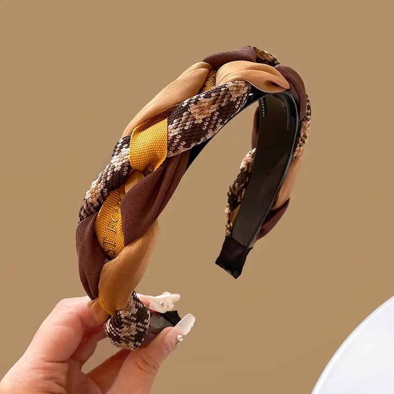 Brown Velvet Skull Top Headband for Women