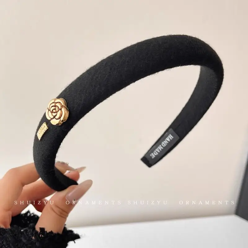 Brown Velvet Skull Top Headband for Women