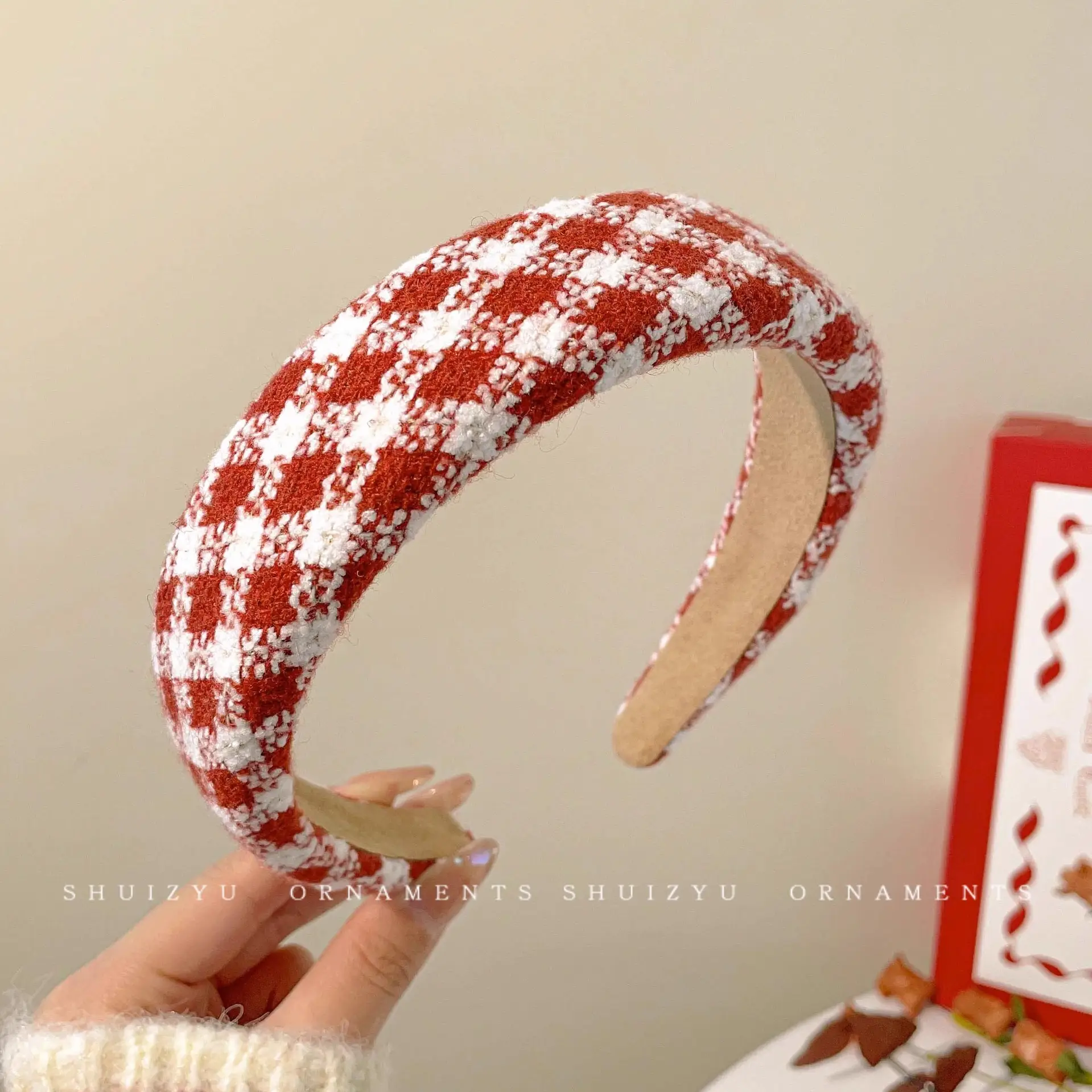 Brown Velvet Skull Top Headband for Women