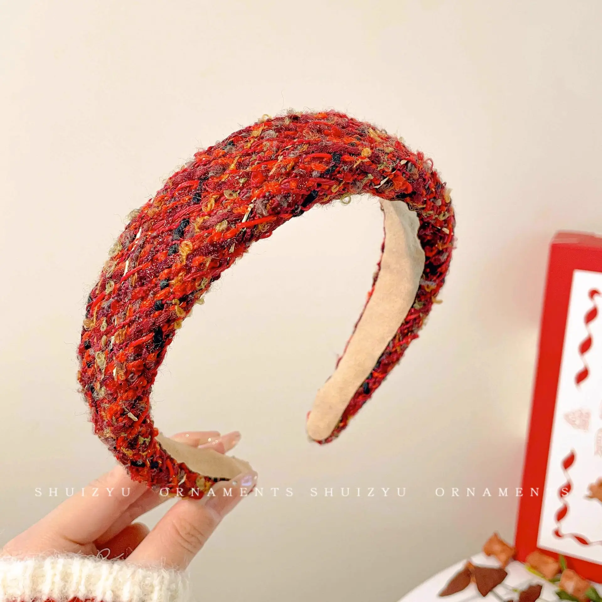 Brown Velvet Skull Top Headband for Women
