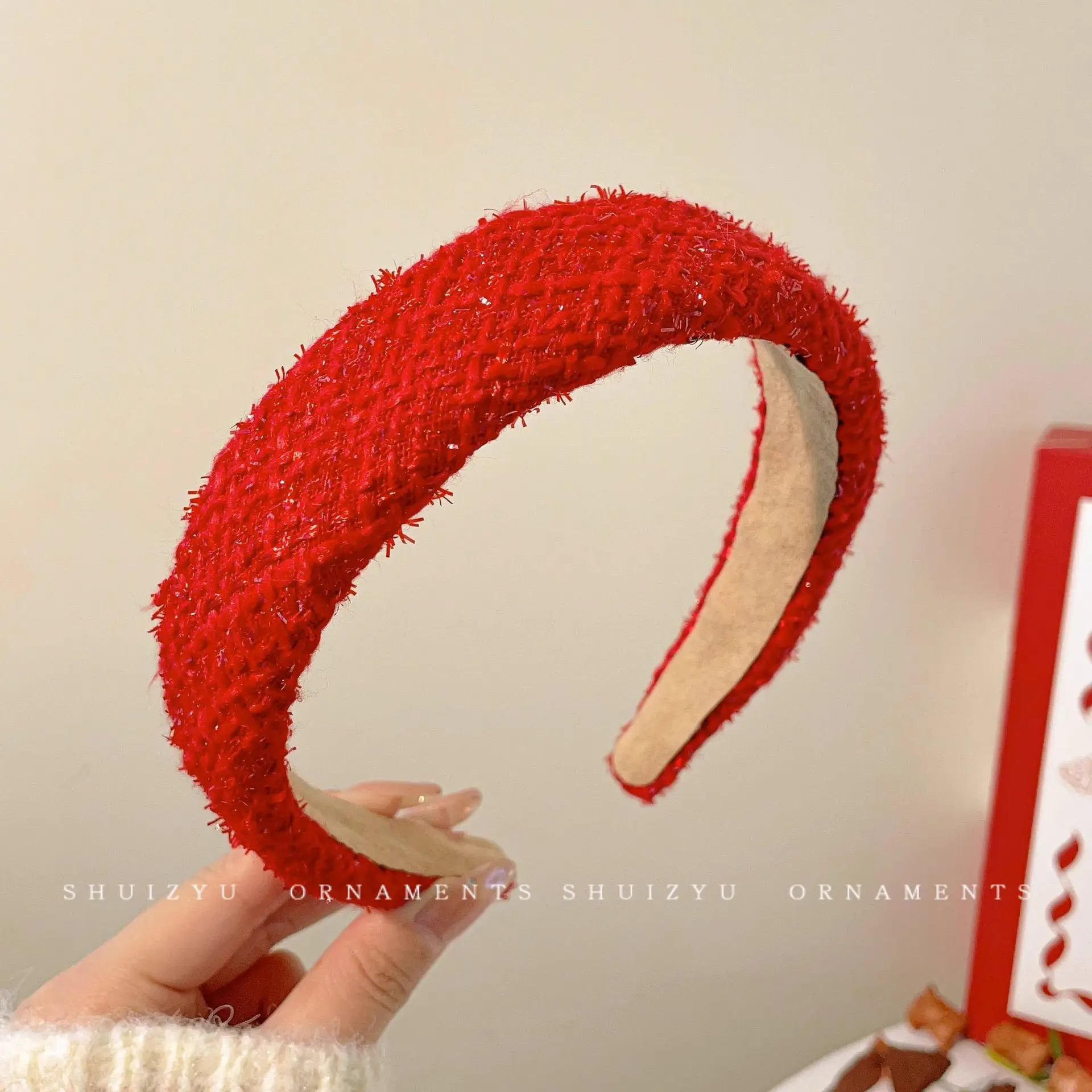 Brown Velvet Skull Top Headband for Women