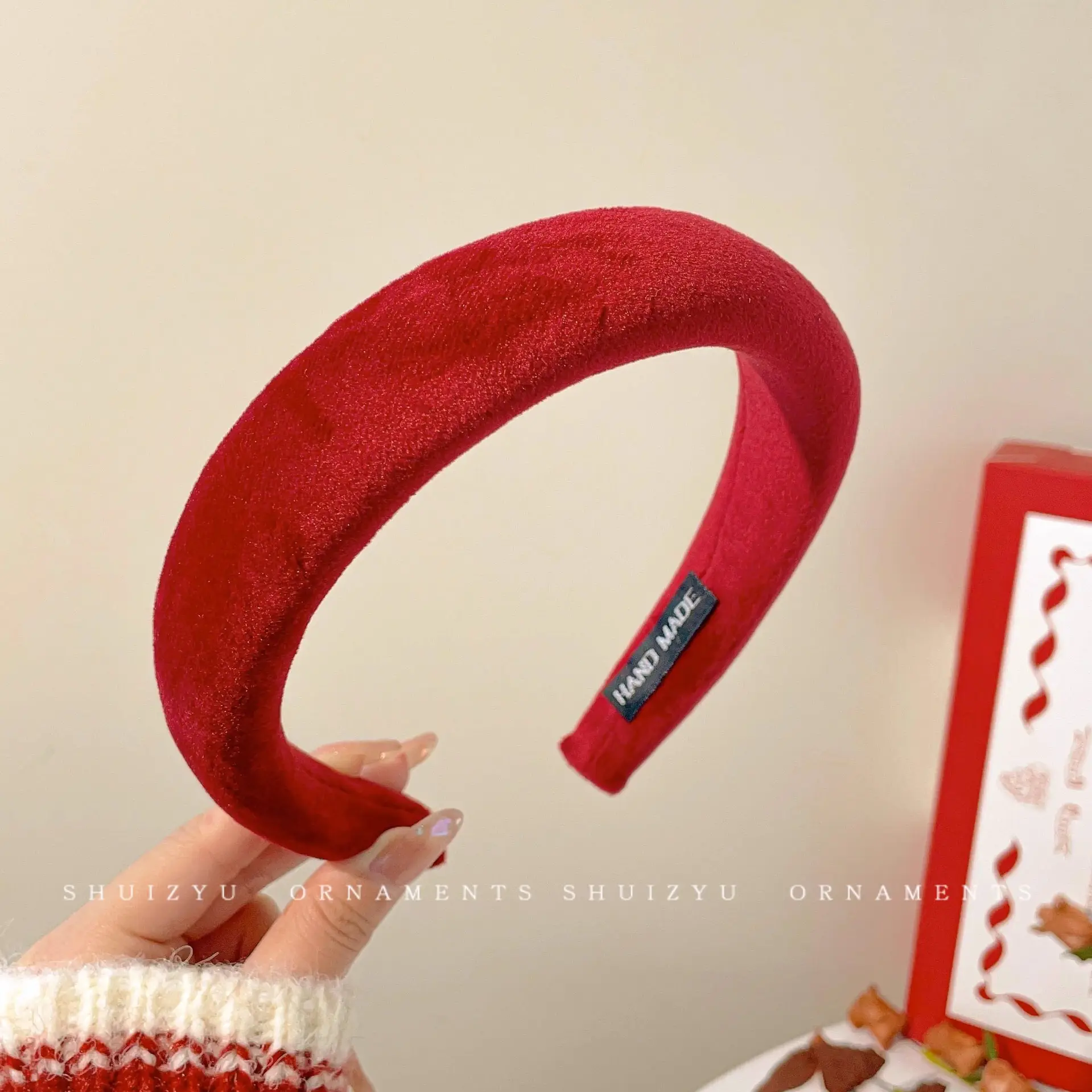 Brown Velvet Skull Top Headband for Women