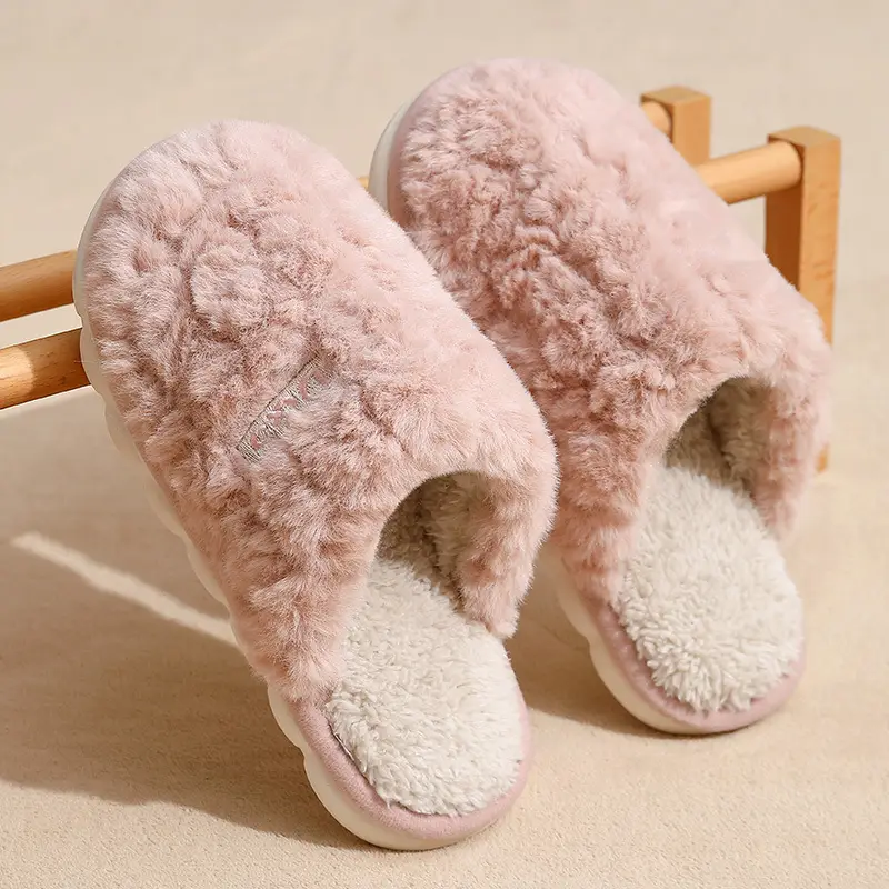 Home Plush Slippers for Women Winter Indoor Warm Plush Slippers for Men Indoor Home Plush Cotton Slippers for Men Wholesale - Image 6