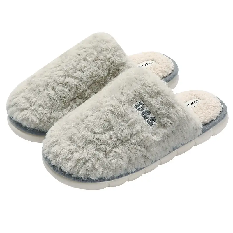 Home Plush Slippers for Women Winter Indoor Warm Plush Slippers for Men Indoor Home Plush Cotton Slippers for Men Wholesale - Image 10