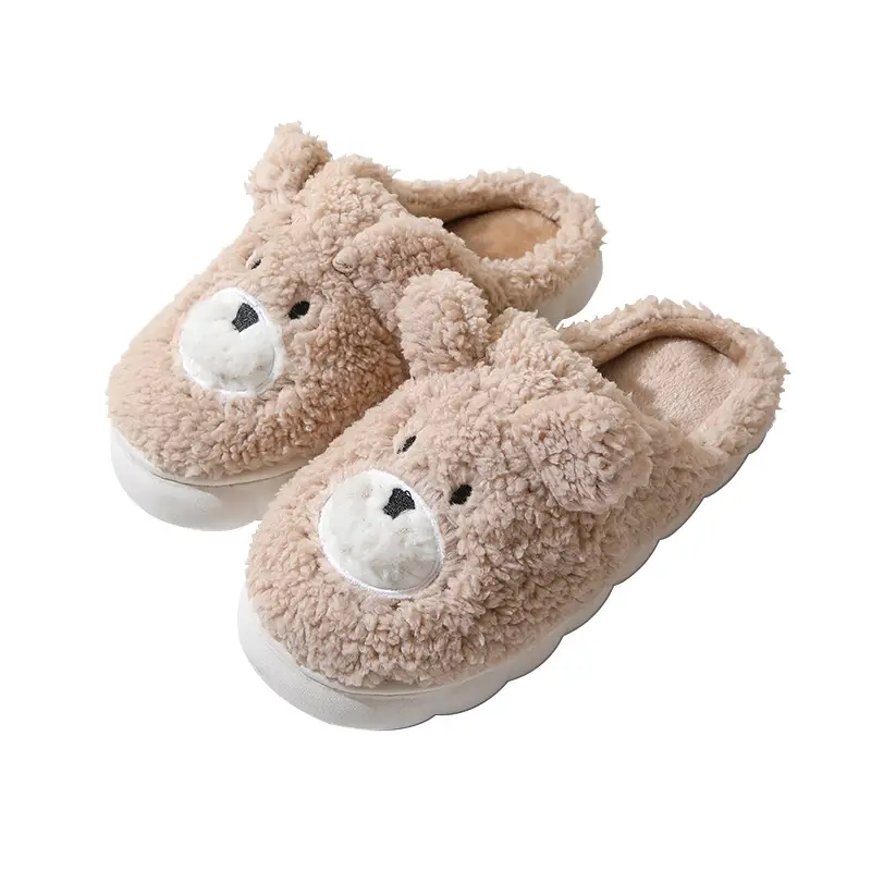 2023 Winter New Cute Cartoon Bear Cotton Slippers Home Wholesale Women's Thick Soled Indoor Home Stuffed Slippers