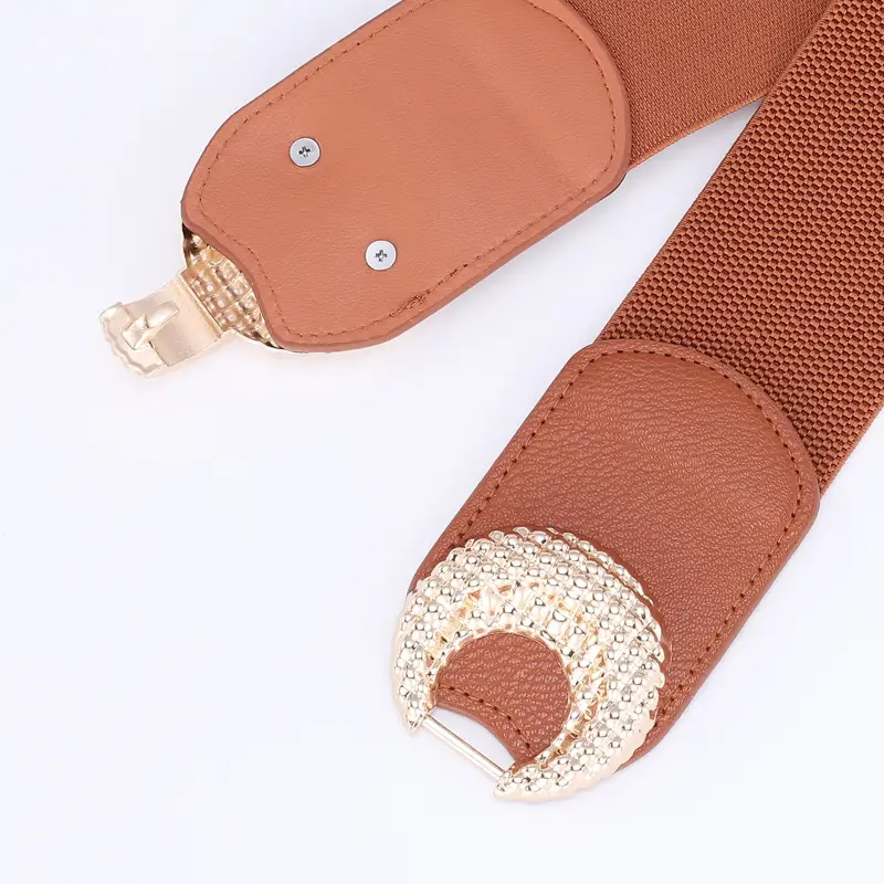 Elastic Belt with 8-Shaped Buckle Brown - Image 8
