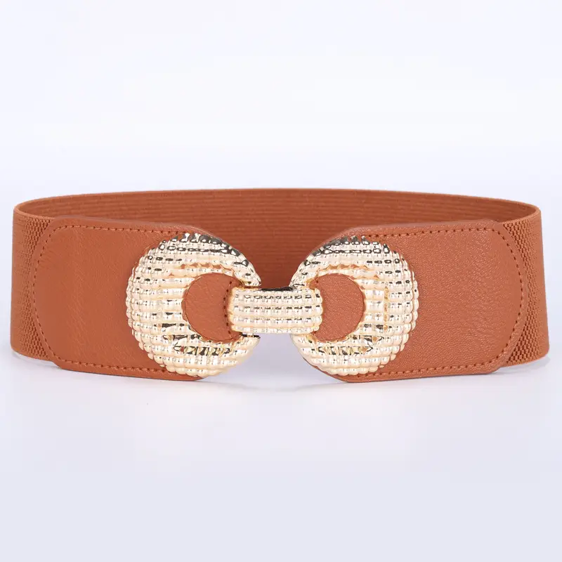 Elastic Belt with 8-Shaped Buckle Brown - Image 4