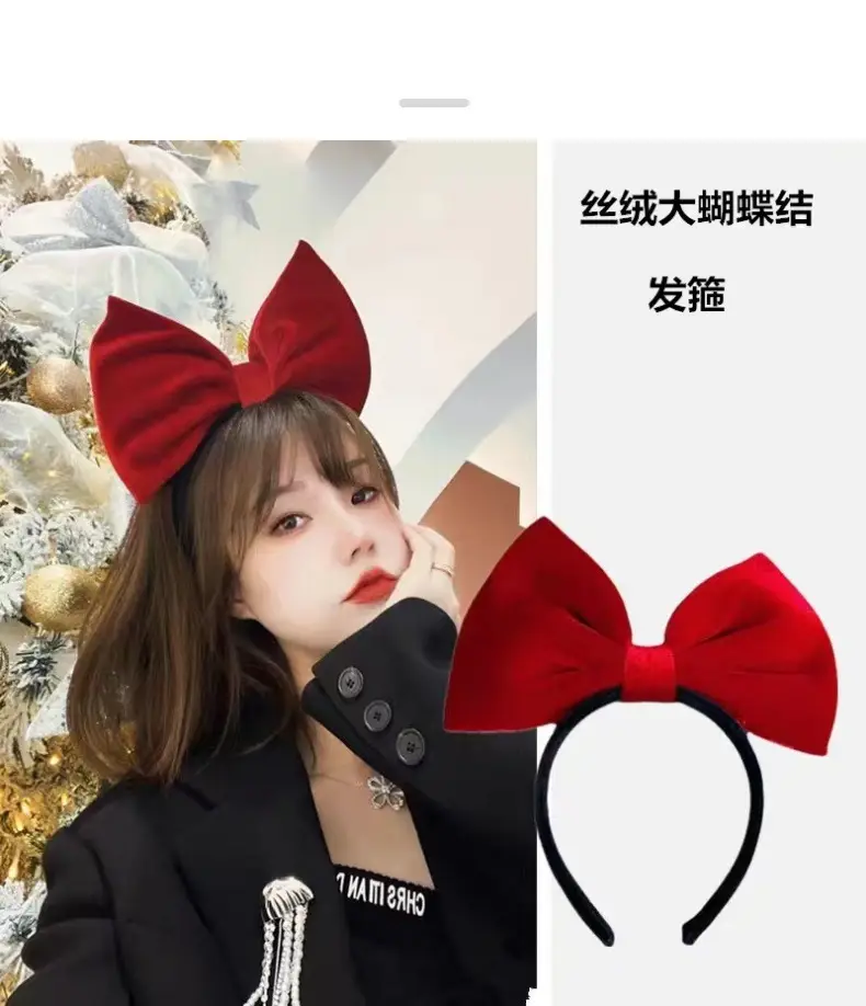 Red Velvet Bow Princess Headband for Girls — feature 1