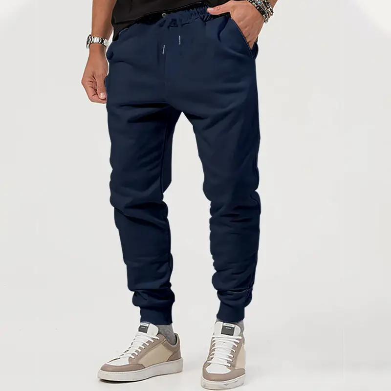Men's Black Jogger Pants with Drawstring Waist - Image 2