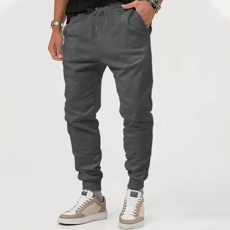 Men's Black Jogger Pants with Drawstring Waist - Image 8
