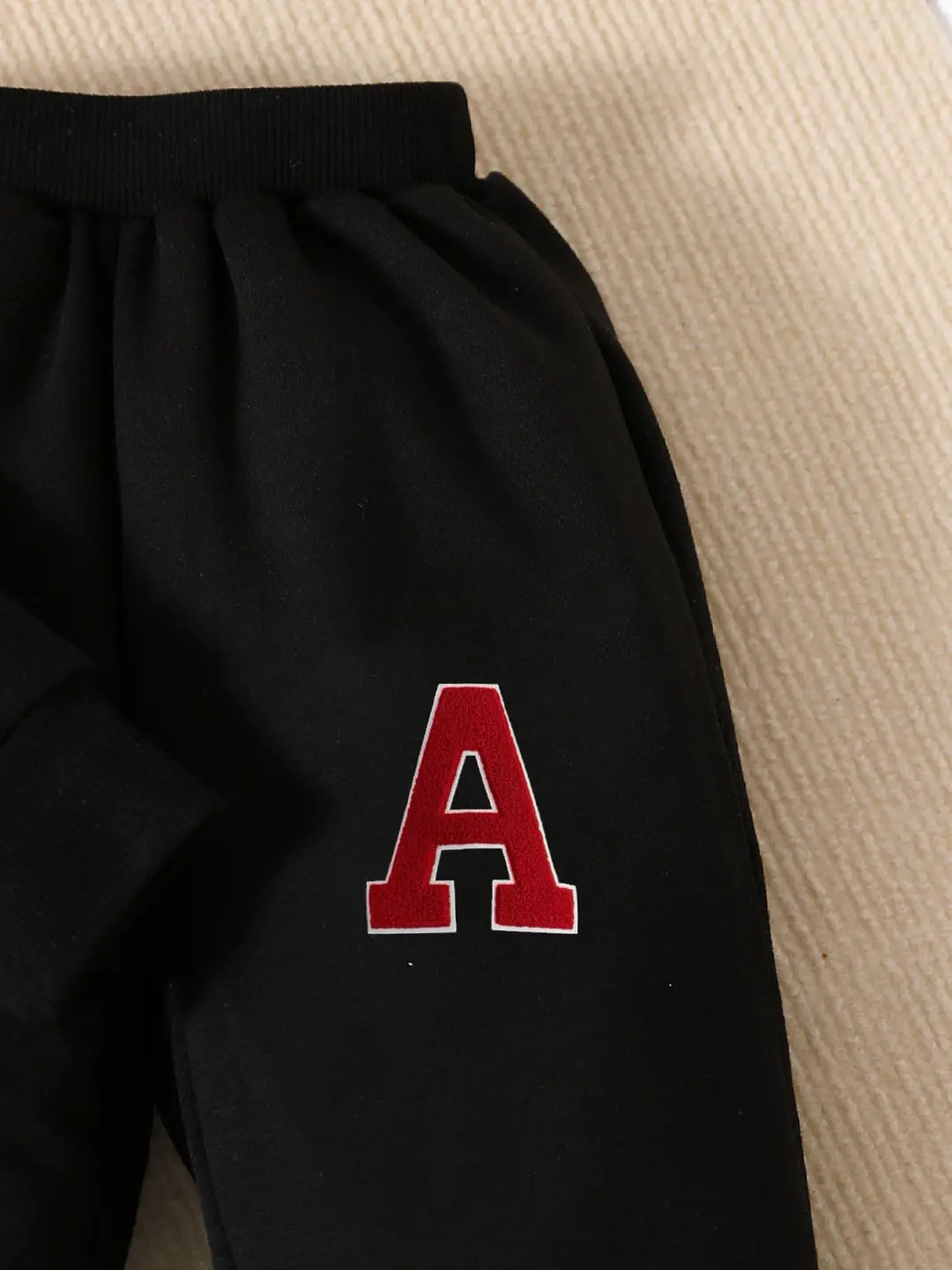 Foreign trade wholesale girls letter A long sleeve sweater two-piece children girls spring and autumn hooded pullover suit - Image 5