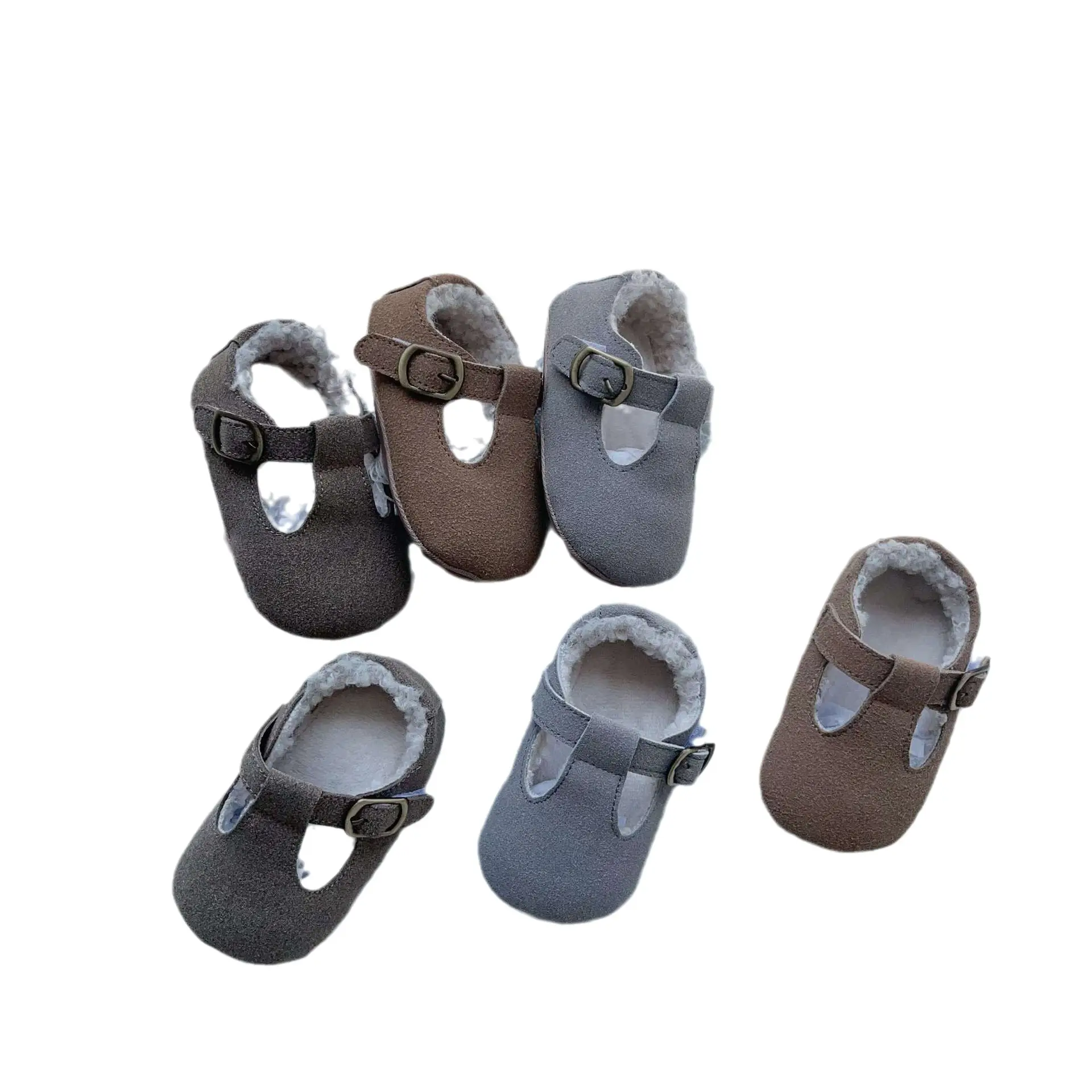 Winter Fleece Lined Baby Walking Shoes Grey Non-Slip