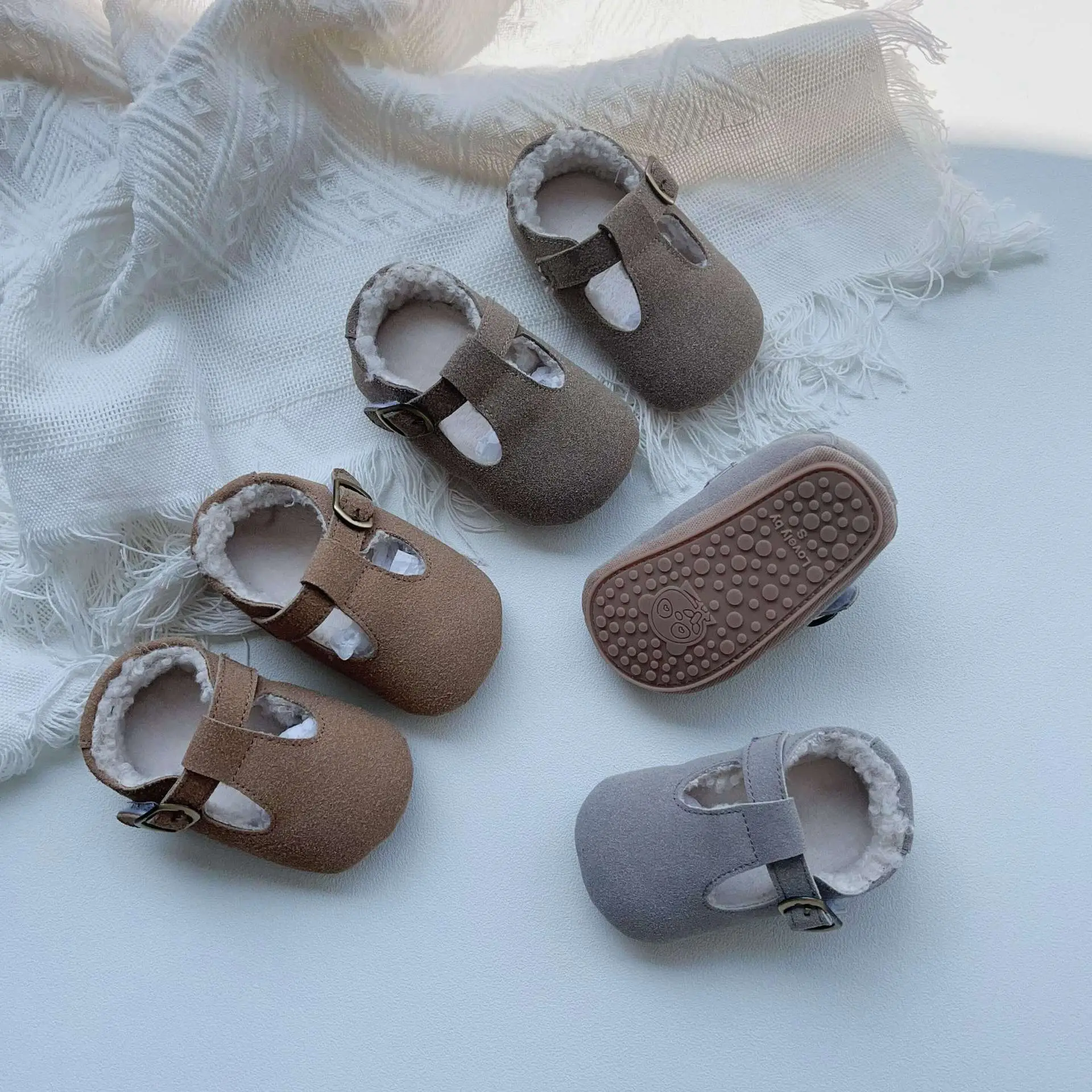 Winter Fleece Lined Baby Walking Shoes Grey Non-Slip — feature 10