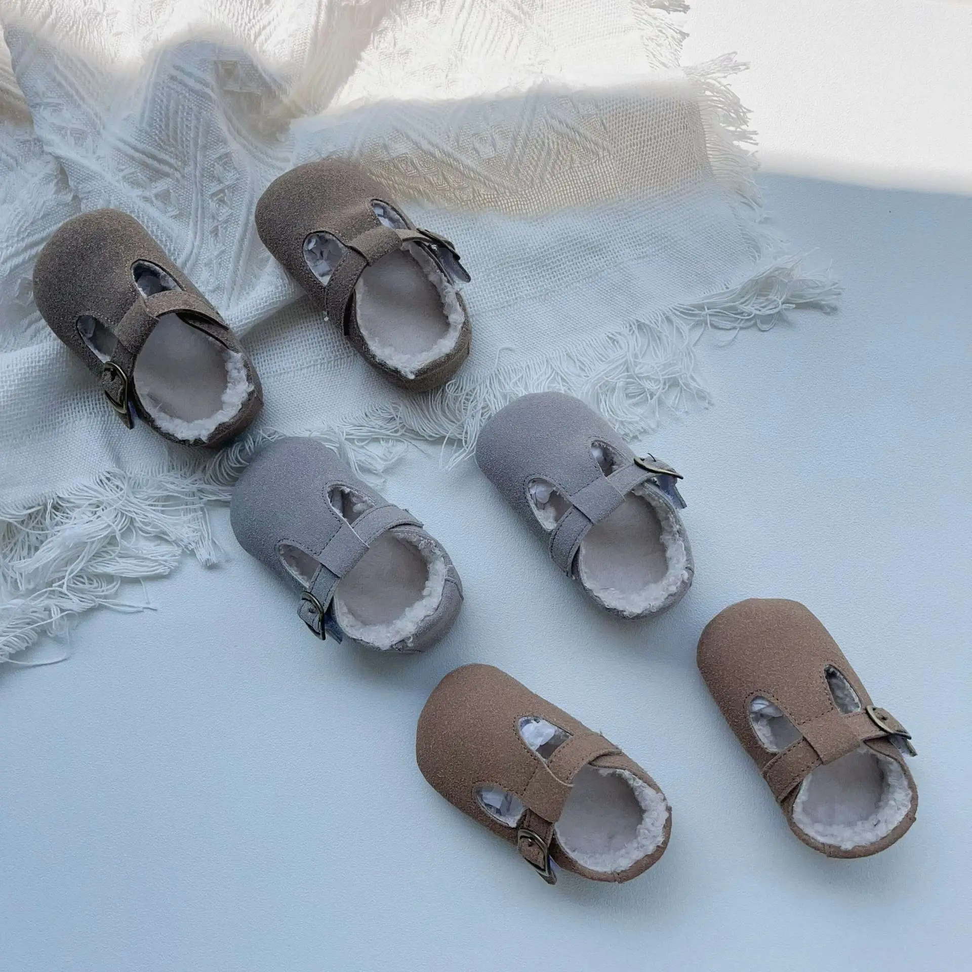 Winter Fleece Lined Baby Walking Shoes Grey Non-Slip — feature 11