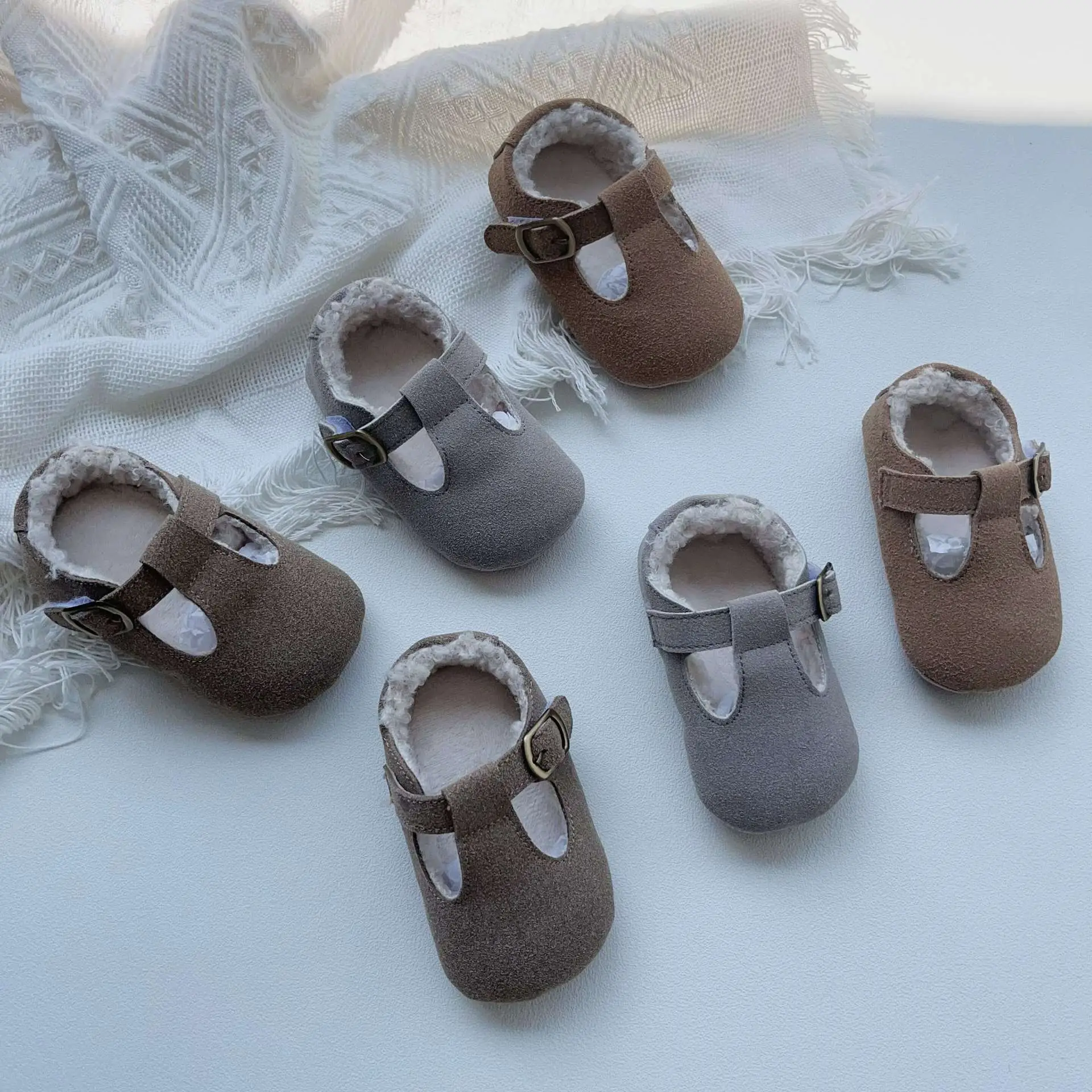 Winter Fleece Lined Baby Walking Shoes Grey Non-Slip — feature 12