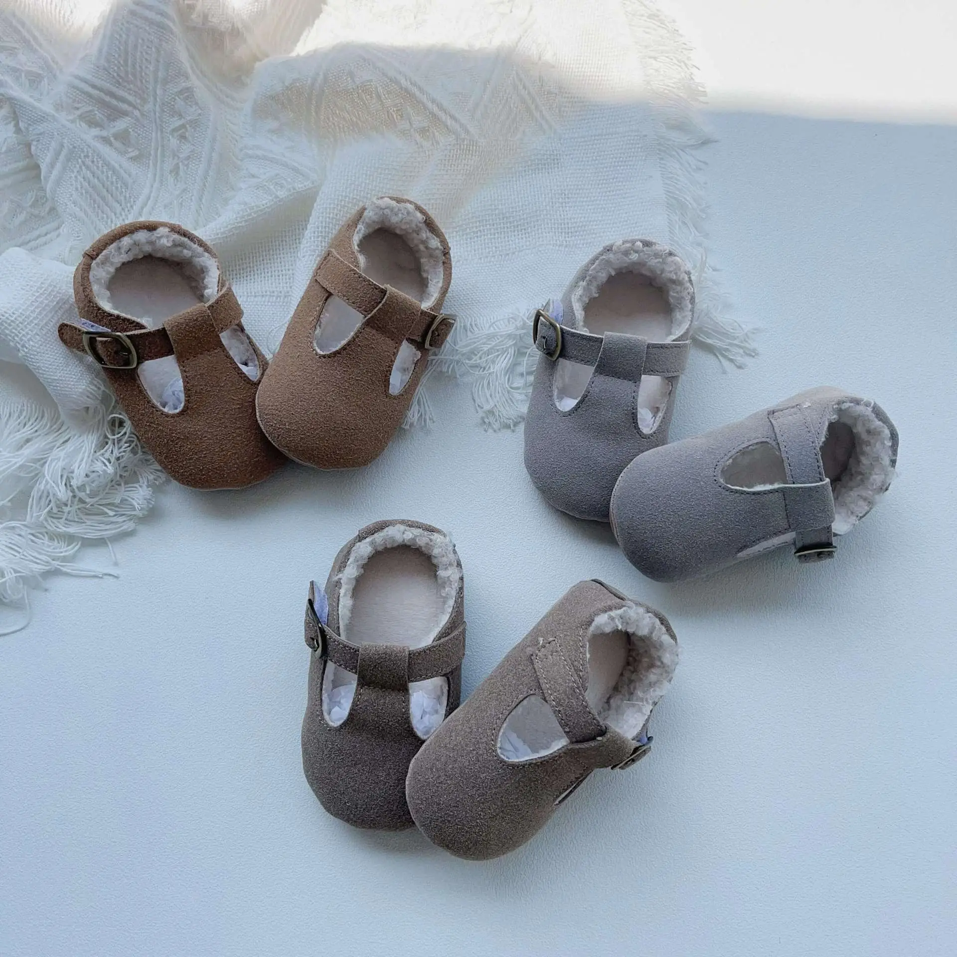 Winter Fleece Lined Baby Walking Shoes Grey Non-Slip — feature 13