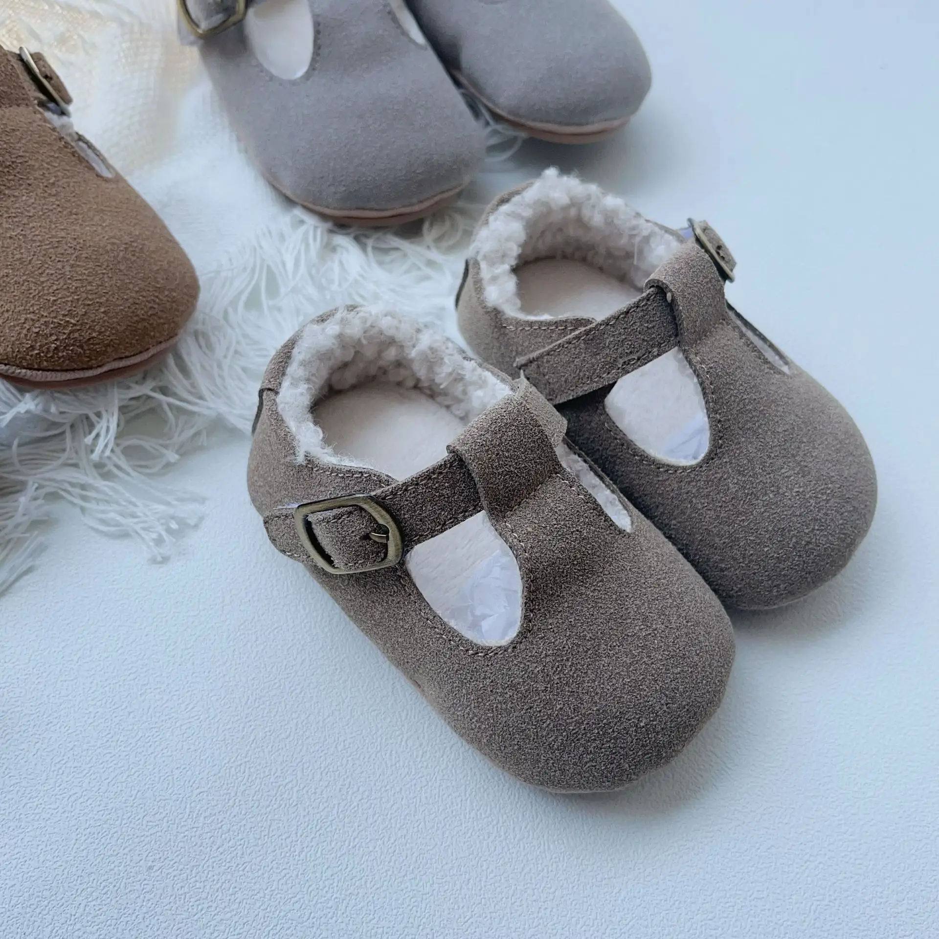 Winter Fleece Lined Baby Walking Shoes Grey Non-Slip — feature 16