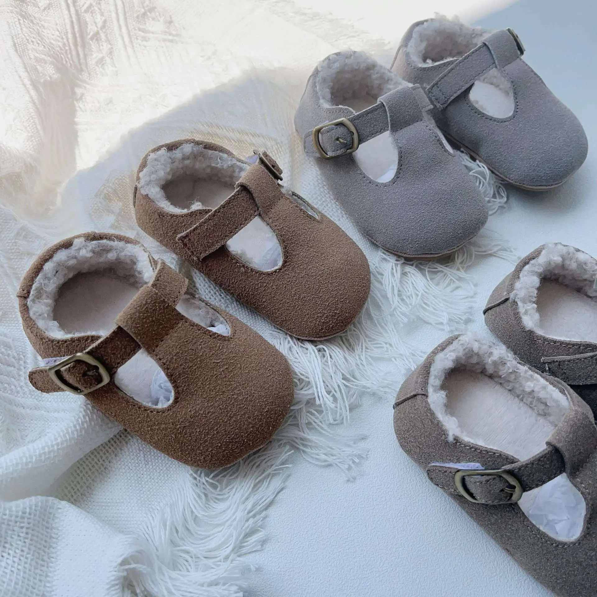 Winter Fleece Lined Baby Walking Shoes Grey Non-Slip — feature 17