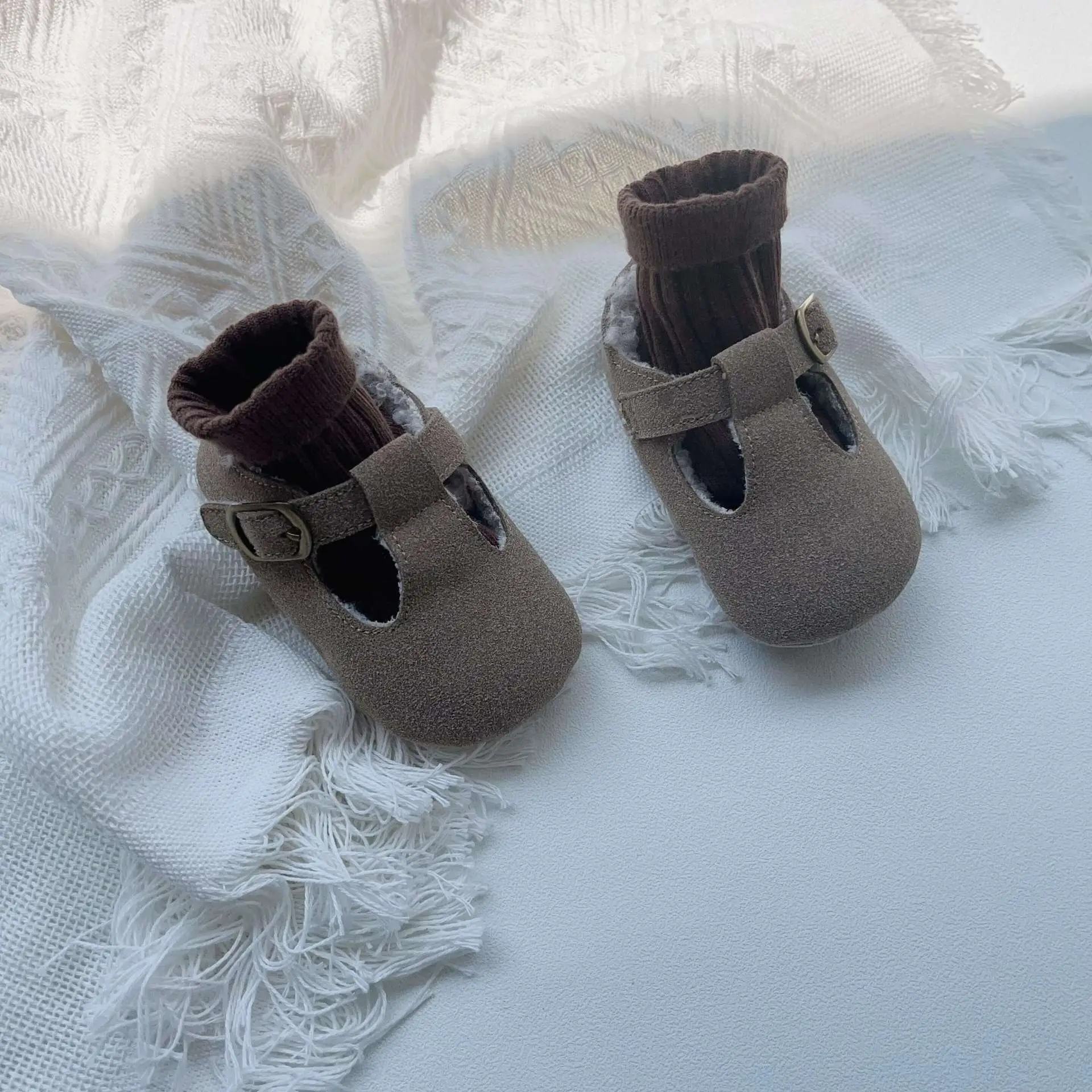 Winter Fleece Lined Baby Walking Shoes Grey Non-Slip — feature 19