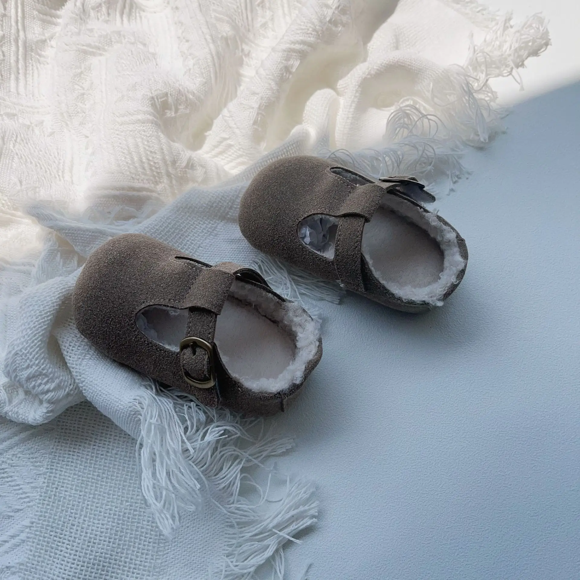 Winter Fleece Lined Baby Walking Shoes Grey Non-Slip — feature 21