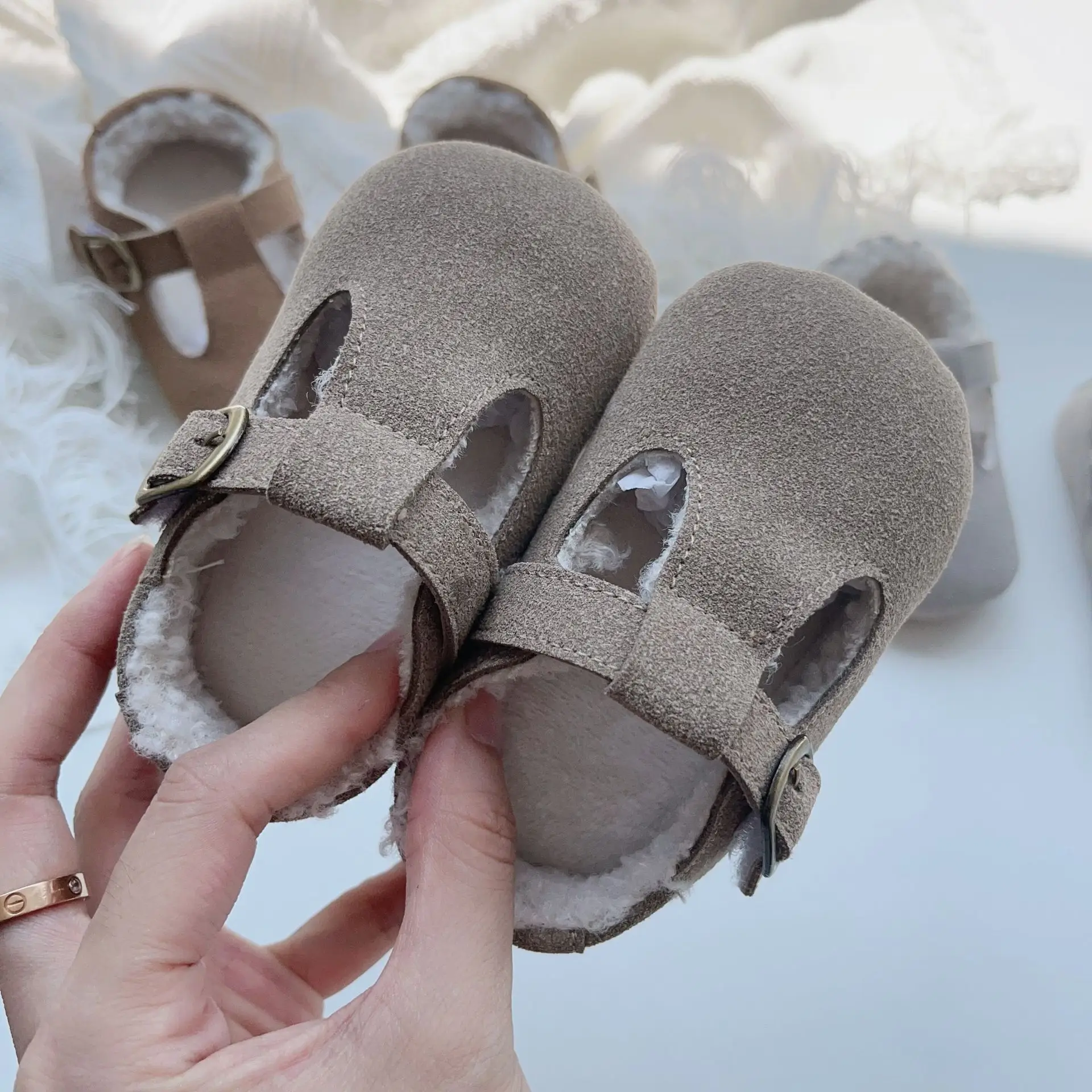 Winter Fleece Lined Baby Walking Shoes Grey Non-Slip — feature 23