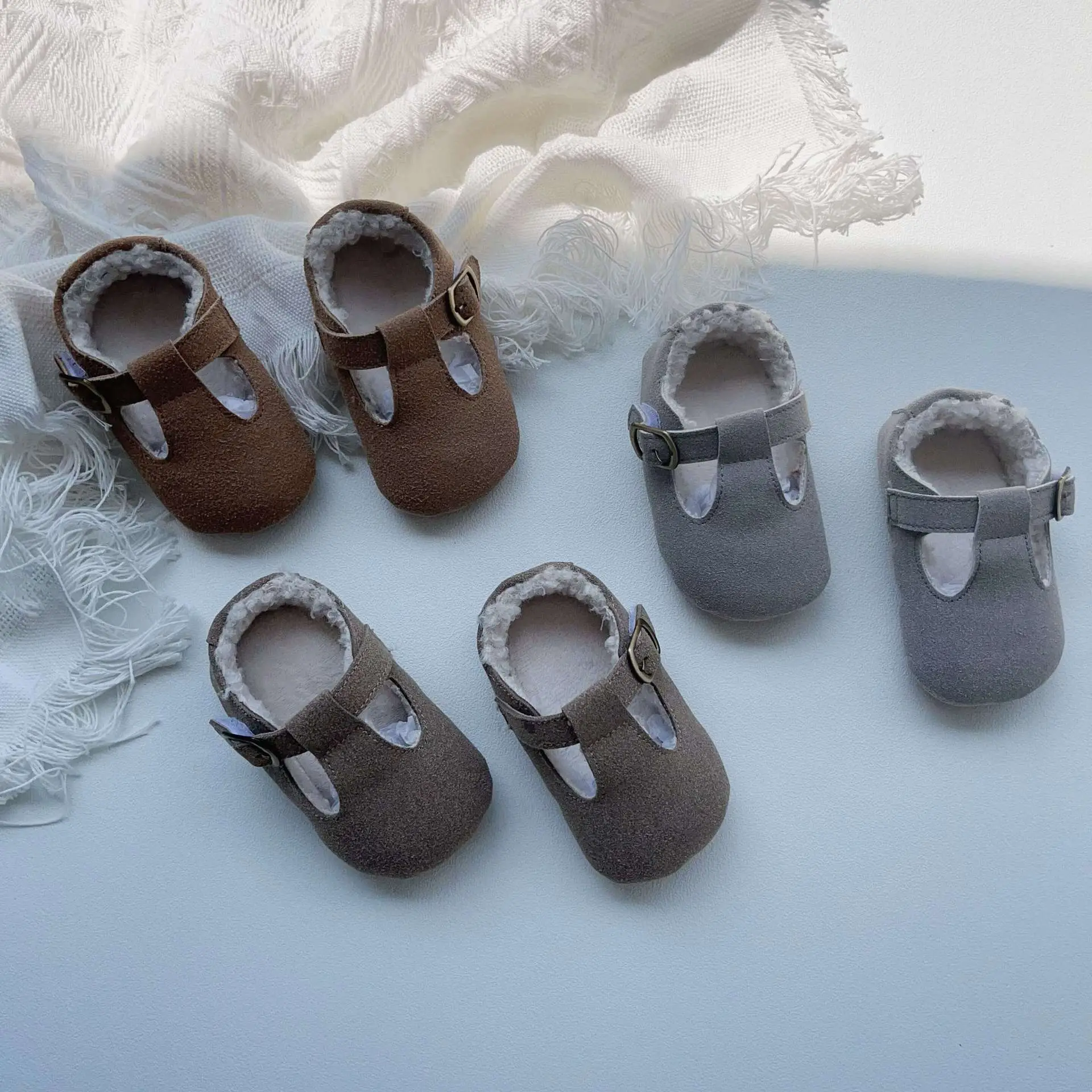 Winter Fleece Lined Baby Walking Shoes Grey Non-Slip — feature 26