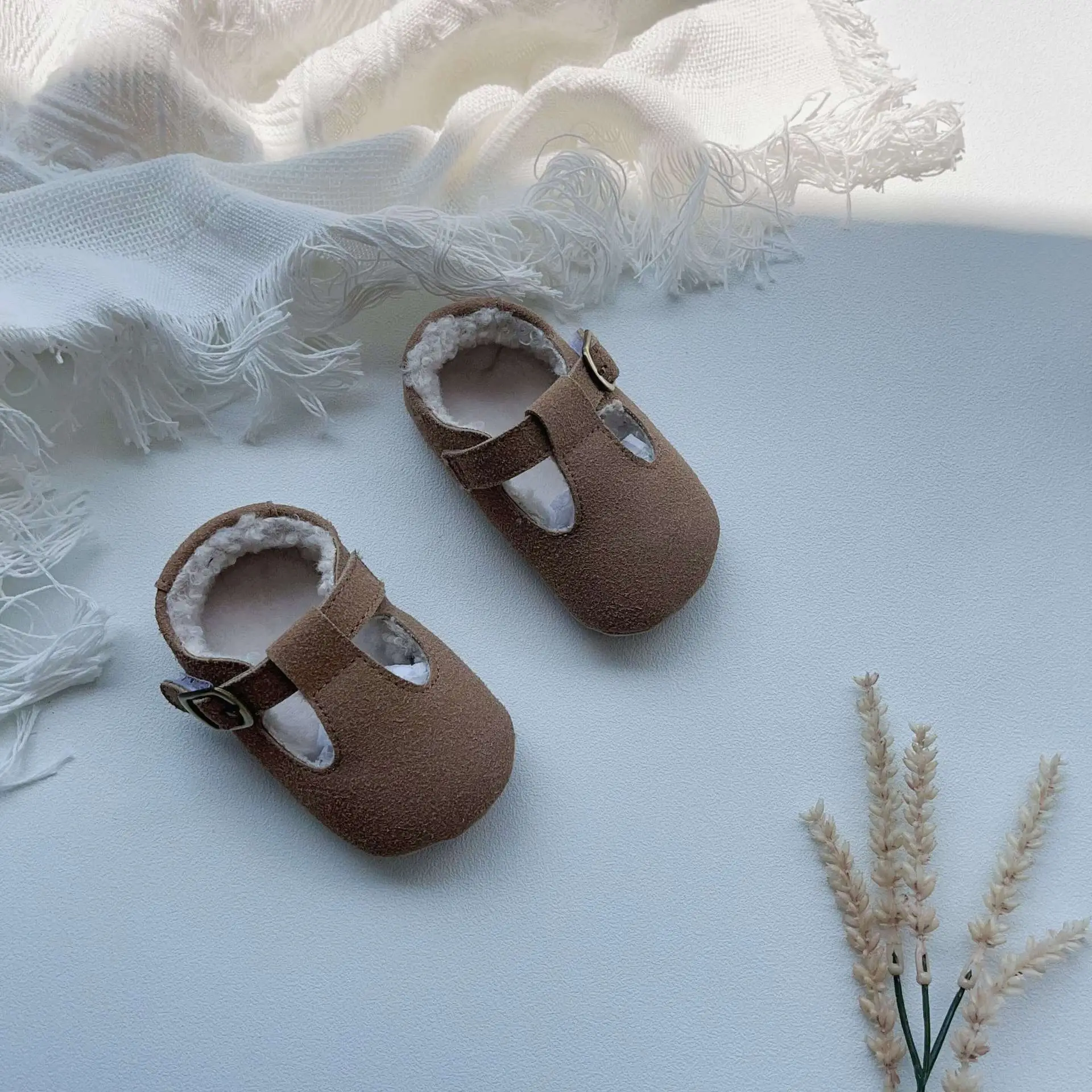 Winter Fleece Lined Baby Walking Shoes Grey Non-Slip — feature 27