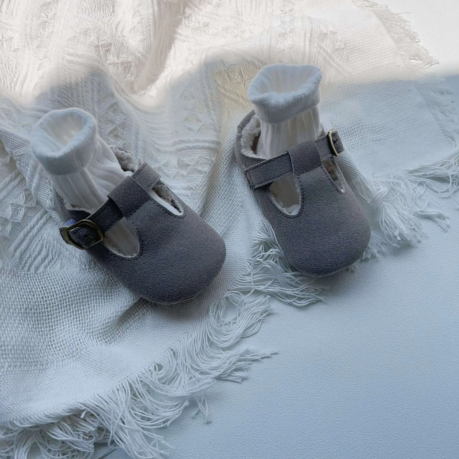 Winter Fleece Lined Baby Walking Shoes Grey Non-Slip — feature 29