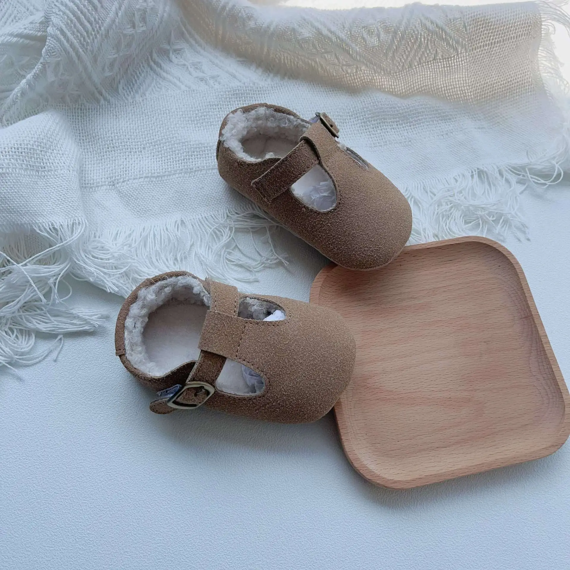 Winter Fleece Lined Baby Walking Shoes Grey Non-Slip — feature 5