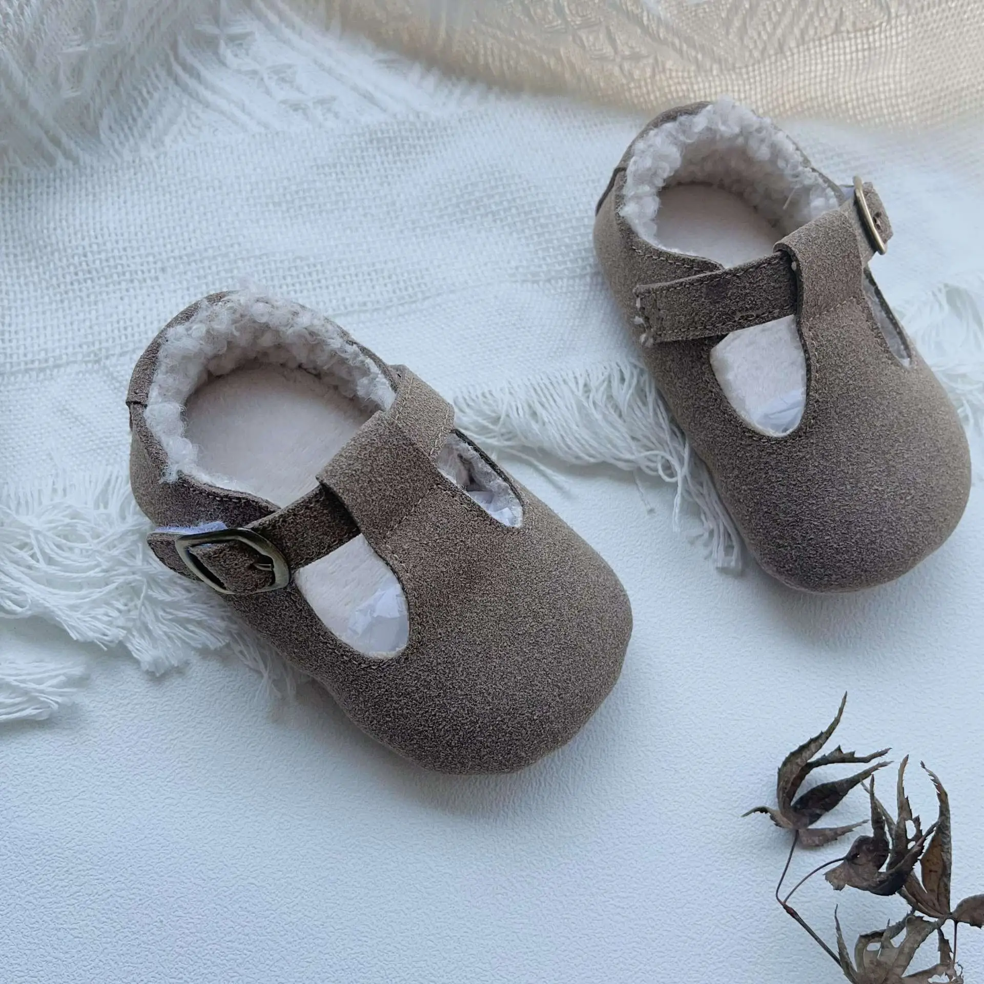 Winter Fleece Lined Baby Walking Shoes Grey Non-Slip — feature 7