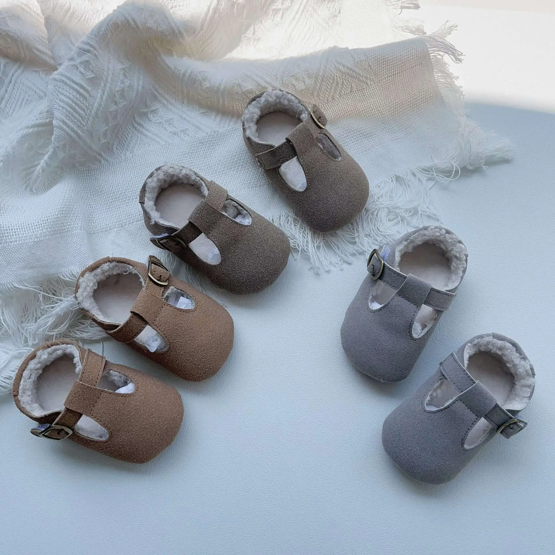 Winter Fleece Lined Baby Walking Shoes Grey Non-Slip — feature 9