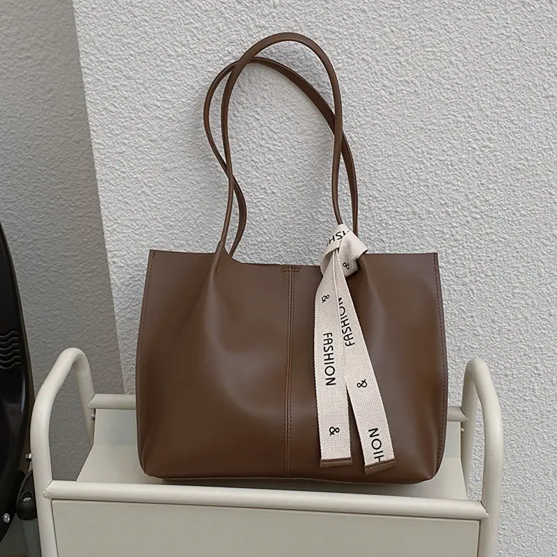Retro Brown Women's Tote Bag 2023 Winter New Fashion - Image 4