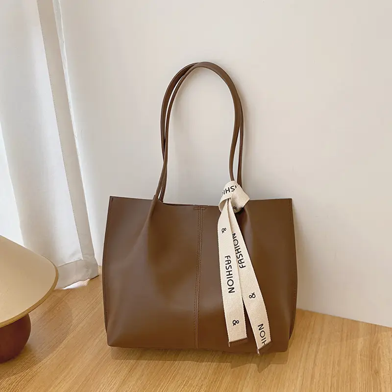 Retro Brown Women's Tote Bag 2023 Winter New Fashion - Image 2