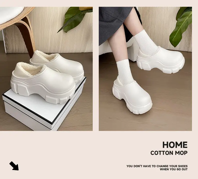 Women's Black Waterproof Cotton Slippers Winter Indoor — feature 10