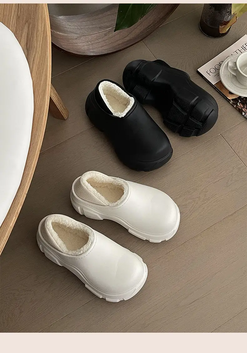 Women's Black Waterproof Cotton Slippers Winter Indoor — feature 11