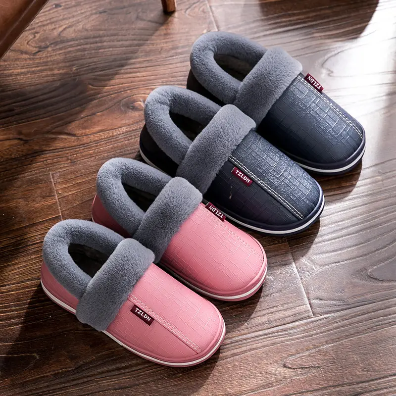 Waterproof cotton slippers for the elderly men's bag heel indoor home non-slip warm household wool cotton shoes winter plus size women - Image 10