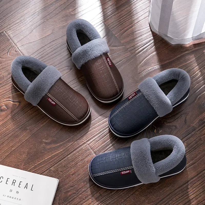 Waterproof cotton slippers for the elderly men's bag heel indoor home non-slip warm household wool cotton shoes winter plus size women - Image 11