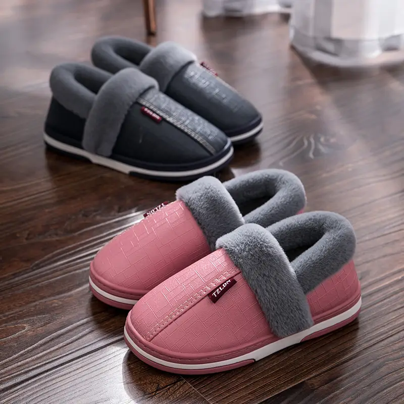 Waterproof cotton slippers for the elderly men's bag heel indoor home non-slip warm household wool cotton shoes winter plus size women - Image 12
