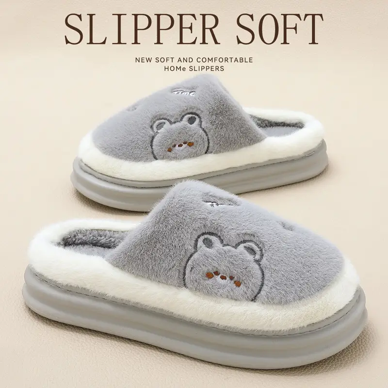 Women's Winter Cotton Slippers Pink Non-Slip Warm - Image 3