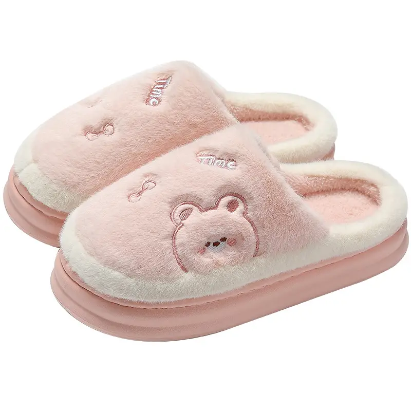 Women's Winter Cotton Slippers Pink Non-Slip Warm - Image 7