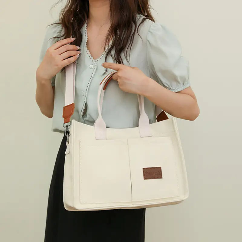 Women's Beige Crossbody Bag Multi Pocket Large - Image 8