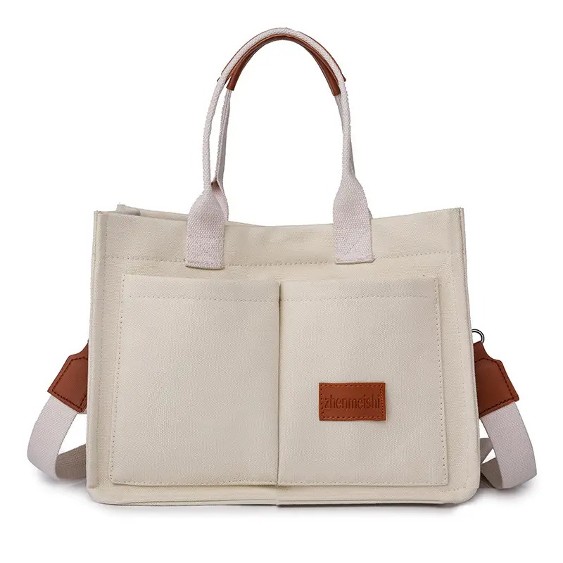 Women's Beige Crossbody Bag Multi Pocket Large - Image 2